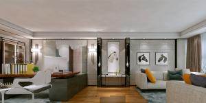 萬科大廈欣悅化妝品公司，白與黃的搭配，簡約、大氣！